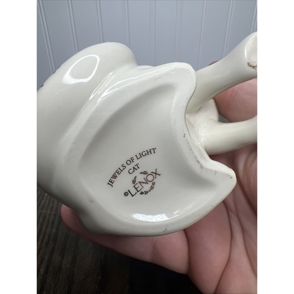 LENOX Jewels Of Light Cat Figurine 4.5" Curled Tail Blue Eyes Jeweled EUC! - Picture 8 of 11